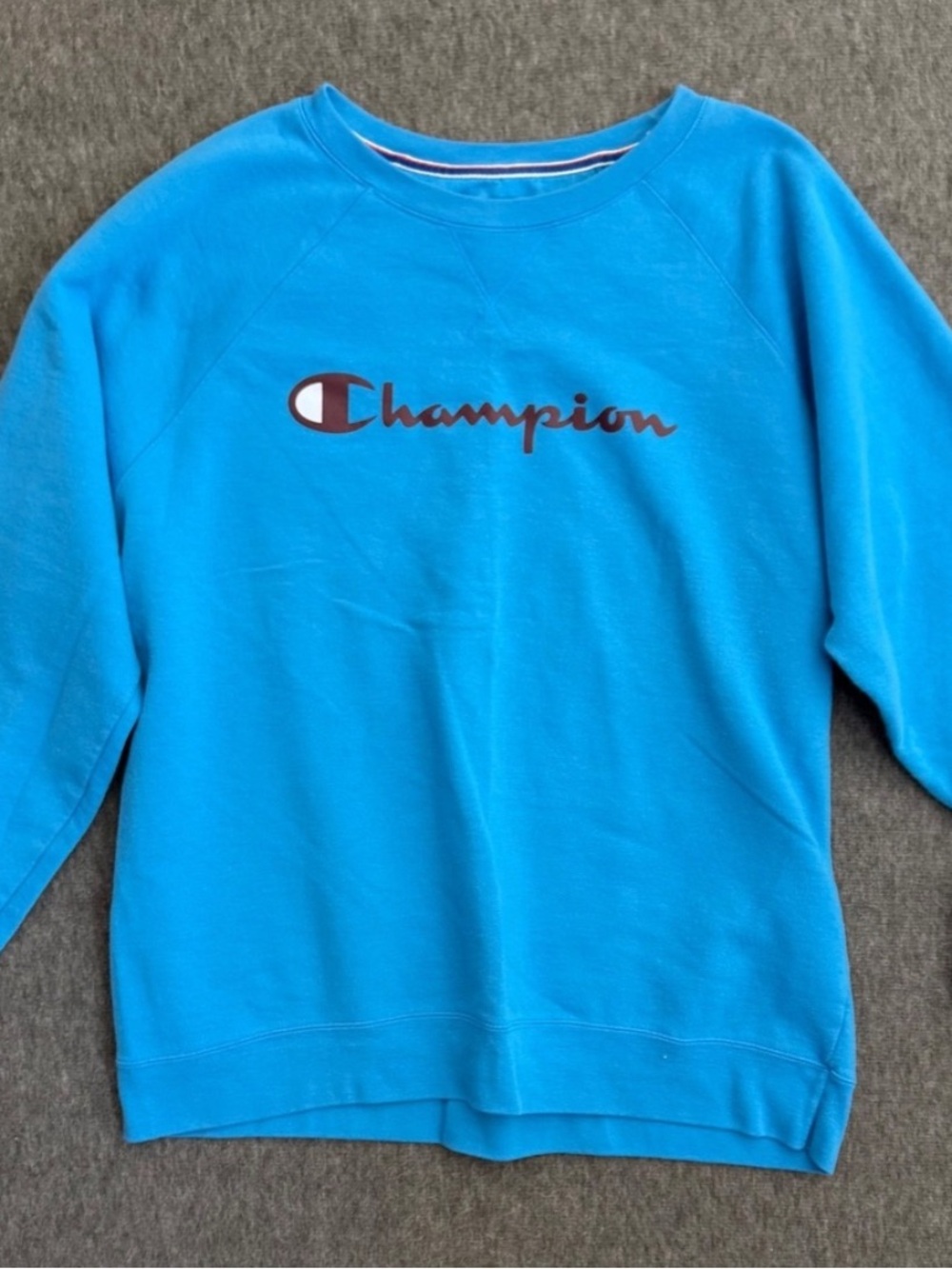 Champion Turquoise Blue Crewneck Sweatshirt with Logo